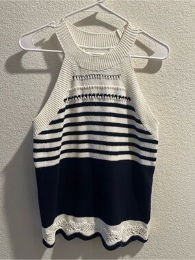 Loft | Sweater Tank | Navy & White | Medium
